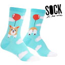 【メール便対応】 クルーソックス ソックス レディース 靴下 総柄 コーギー 犬 動物 【Pup, Pup and Away】 Sock It To Me[ソック イット トゥ ミー] 春 春夏