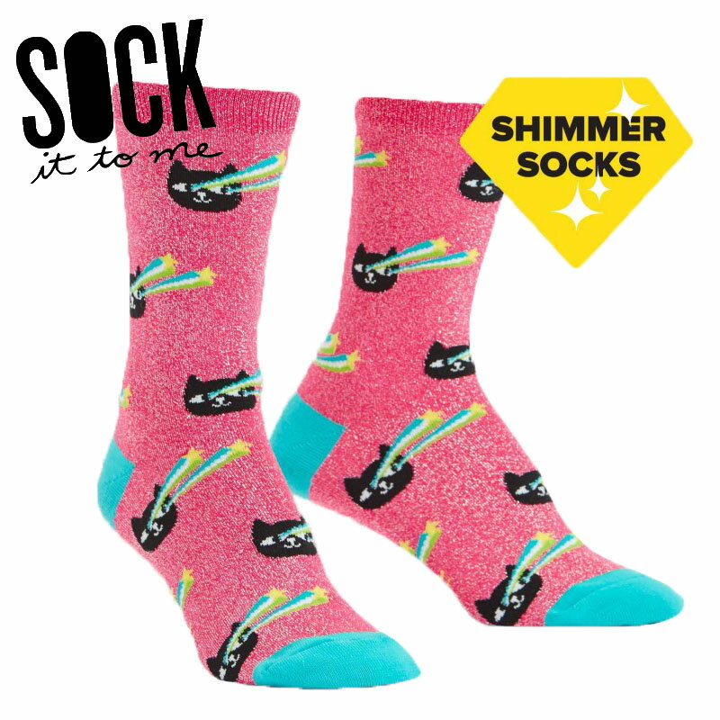 クルーソックス ソックス レディース 靴下 総柄 キラキラ ネコ 動物  Sock It To Me 春 春夏