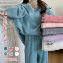 パジャマ レディース もこもこ 部屋着 モコモコ ルームウェア 丸首 フランネルルームウェア 暖かい 可愛い 厚手 ふわふわ 上下セット 秋冬 レディース やわ...