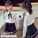 キッズ用 2点セット キッズ服 子供服 こども制服 スクールウェア リボン付き 学生服 ボーダー柄 長袖シャツ ミニスカート 膝丈 プリーツスカート 女の子 ガールズ 女児 キッズ キッズファッション JK制服 小学校 中学校 チアダンス衣装 学園 発表会衣装 通学 通園 かわいい