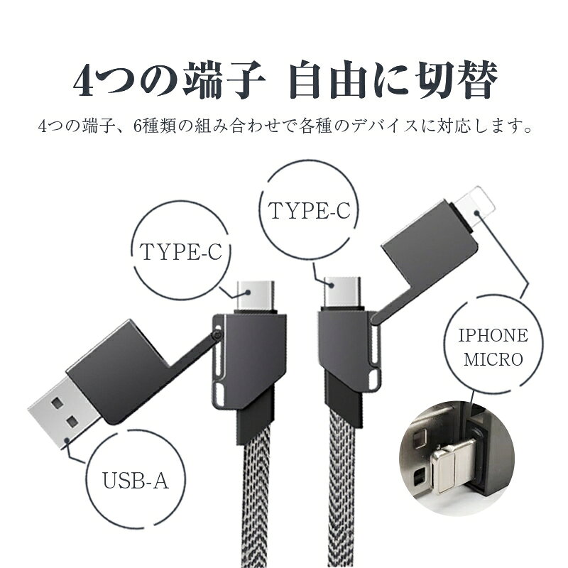 USBケーブル 充電ケーブル 6in1 長さ15.8cm 絡まない 磁気吸着 スッキリ収納 持ち運び便利 僅か28g 小型 軽量 変換 ストラップケーブル iPhone iPad スマホ/ゲーム機/イヤホン/ノートパソコン/タブレット充電 給電 iOS/Android/Windows対応 ccstore-10004775 ccstore サンプル画像3