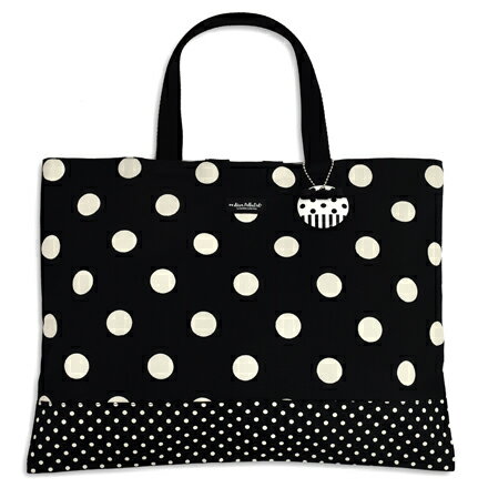 decorPolkaDot　レッスンバッグ　リバーシブル　polka dot large（twill・black）×polka dot small（twill・black）【手提げバッグ おけいこバッグ】(通学 図書袋 幼稚園 入園グッズ 入学 レッスンバッグ セット 入園バッグ 子供 キッズ 幼児 女の子 入学祝い).