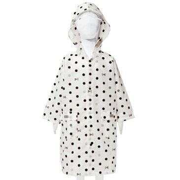 レインコート　decor PolkaDot（white） (レイングッズ 子供用レインウェア レインパーカー カッパ 雨具 林間学校 子ども 子供 キッズ ジュニア 幼児 小学生 幼稚園 女の子 入園 入学祝い)