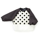 お食事エプロン 長袖タイプ polka dot large(broadcloth・white)【ビブ よだれかけ 前掛け】(赤ちゃん ベビー 出産祝い男の子 女の子) 小学校