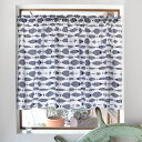 【夏割限定プライス】カフェカーテン 綿100% 72cm×142cm スタンダードタイプ ブルーフィッシュ シーサイド フィッシュ マリン 魚柄 おしゃれ 小窓...