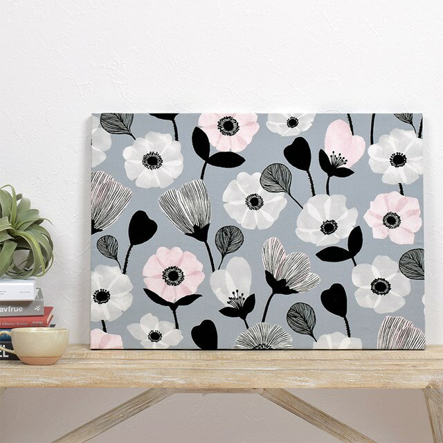 Rakuten - 【30日限定 ポイント10倍】ファブリックパネル Lサイズ 51.5cm×73cm ノルディックガーデン 花柄 北欧 アネモネ 花 玄関 おしゃれ ファブリックボード シンプル 壁掛け 壁飾り ウォールパネル アート 布 パネル インテリア ファブリックアート かわいい