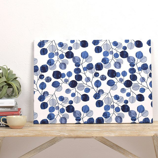 Rakuten - ファブリックパネル Lサイズ 51.5cm×73cm ネイビーリーフ リーフ 葉っぱ ナチュラル 花 玄関 おしゃれ ファブリックボード シンプル 壁掛け 壁飾り ウォールパネル アート 布 パネル インテリア ファブリックアート かわいい