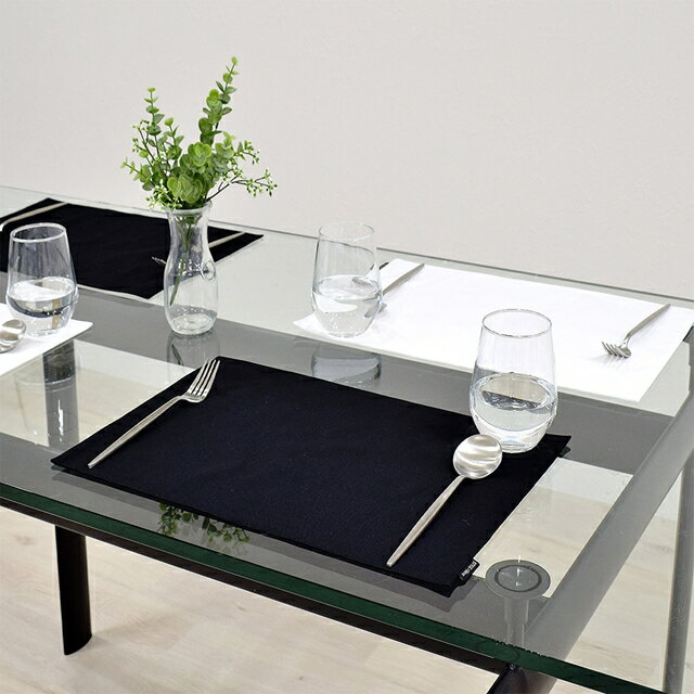 【1日限定 ポイント10倍】【ゆうパケット配送】 ランチョンマット 2枚セット 綿100％ 30cm×44cm スタンダードタイプ 無地オックス ブラ..