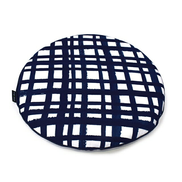 【 MAX10％OFF 入園入学早割 】 シートクッション 34cm×34cm インディゴチェック ネイビー 北欧 北欧 椅子 車 おしゃれ ダイニング 北欧 円型 かわいい リビング 洗える 座布団 チェアパッド ラウンド