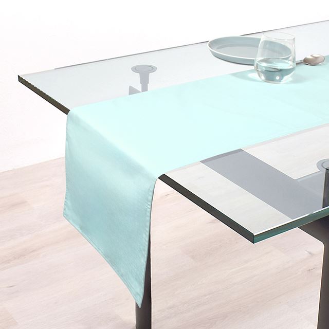 Rakuten - テーブルランナー テーブルセンター 30cm×130cm リバーシブルタイプ 綿100% 無地オックス パステルブルー シンプル洗濯 織物 食卓 ギフト クロス キッチン マット おしゃれ ランナー テーブルウェア テーブル小物