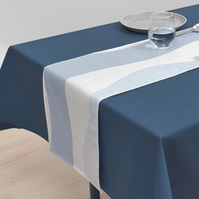 乐天商城 - 【10％OFF_SALE】テーブルランナー テーブルセンター 30cm×180cm ラミネートタイプ ウォーターフロー ブルー マリン 北欧 洗濯 織物 防水 ビニール 食卓 ギフト クロス キッチン マット おしゃれ ランナー テーブルウェア テーブル小物