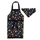 【18日限定5%OFF】【夏割限定プライス】子どもエプロン 100〜120cm おしゃれドクロとキラキラ☆星 ブラック 子供用 子供 エプロン 三角巾 セット ...