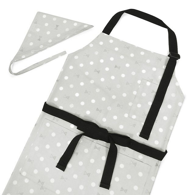 エプロン(150〜フリーサイズ)三角巾付き Polka Dot Ribbon