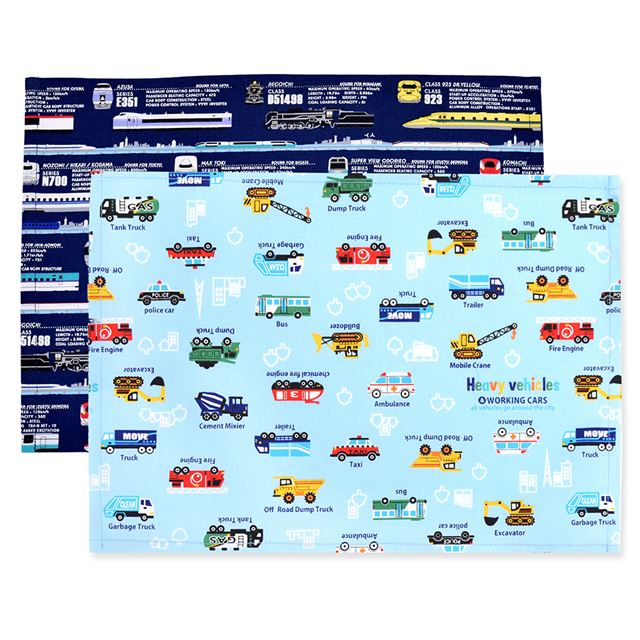 【今だけ10％OFF】ランチョンマット 25cm×35cm 撥水ノーアイロン 柄違い 2枚セット エクスプレスとはたらく車セット 子供用 ナフキン 小学校 幼稚園 給食 ランチクロス テーブル クロス 給食 ランチマット 入園準備 小学生 小学校