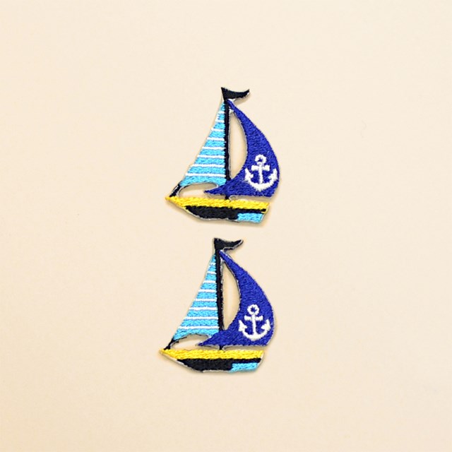 ワッペン ヨット ブルー 2個セット 子供用 ワッペン アイロン アップリケ 幼児 子供 かわいい おしゃれ..
