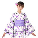 【2way浴衣セット 花みずき 紫】 浴衣 セパレート 子供 女の子 キッズ ワンピース セット 110-140cm 子ども ジュニア 甚平 綿100% 小学生 女子 幼稚園 保育園 小学校 夏向き 夏祭り 部屋着 花火大会 納涼祭 イベント