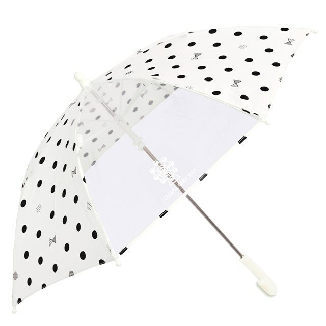 手開き傘 (45cm) decor PolkaDot (white) 子供用 かさ 子供用 こども キッズ 幼稚園 保育園 かわいい 45のサムネイル