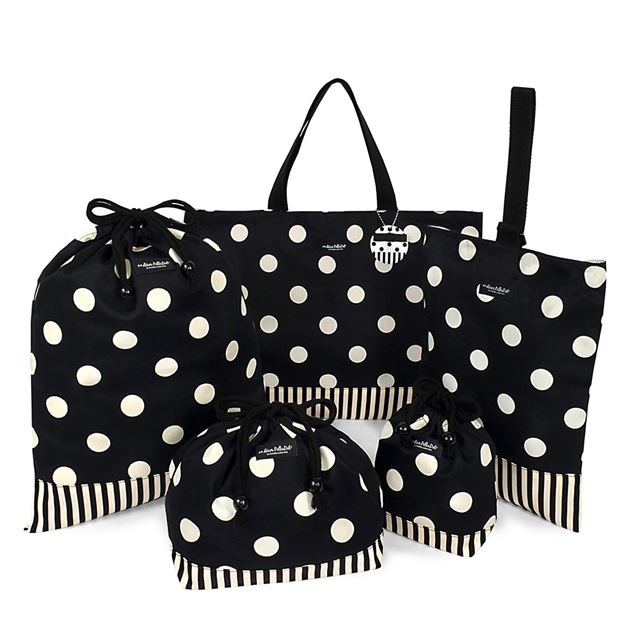 decor PolkaDot 入園入学セット リバーシブル polka dot large(twill・black)xnarrow stripe(twill・black) リバーシブル レッスンバッグ シューズケース 体操服袋 入園 バッグ セット 幼稚園 入園グッズ 入学準備 袋 セット 入学 小学校