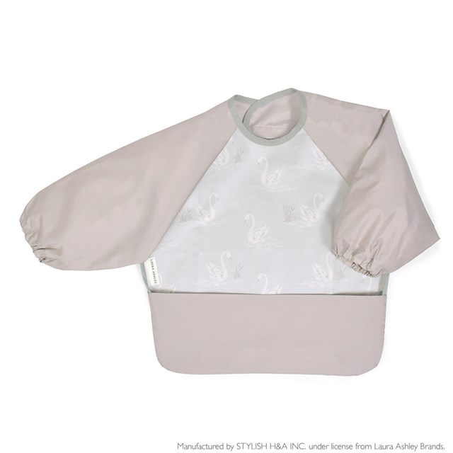 【ゆうパケット配送】 LAURA ASHLEY お食事エプロン 長袖タイプ Swans ビブ よだれかけ 前掛け 赤ちゃん ベビー 出産祝い 小学校