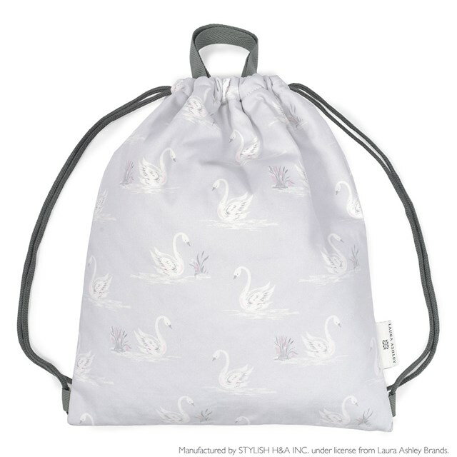 LAURA ASHLEY ナップサック キルティング Swans 子供用 ナップサック 巾着 体操着入れ 小学生 子供 キッズ お着替え袋 おしゃれ ランドセルの上からのサムネイル