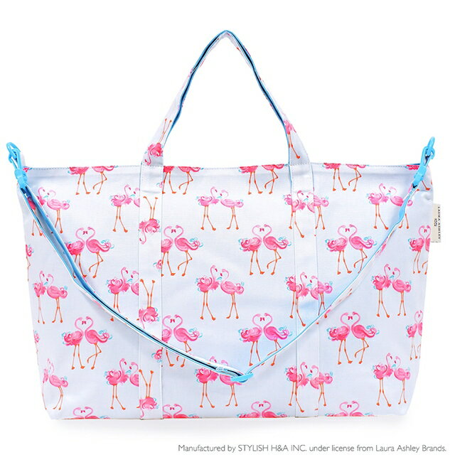 LAURA ASHLEY レッスンバッグ マチ付き Pretty Flamingo 子供用 手提げバッグ お稽古バッグ 絵本袋 通学 入園グッズ ピアノ レッスンバック おけいこバッグ ショルダー 肩掛け 小学生 保育園 バッグ 入学 おしゃれ かわいい 女の子 小学校