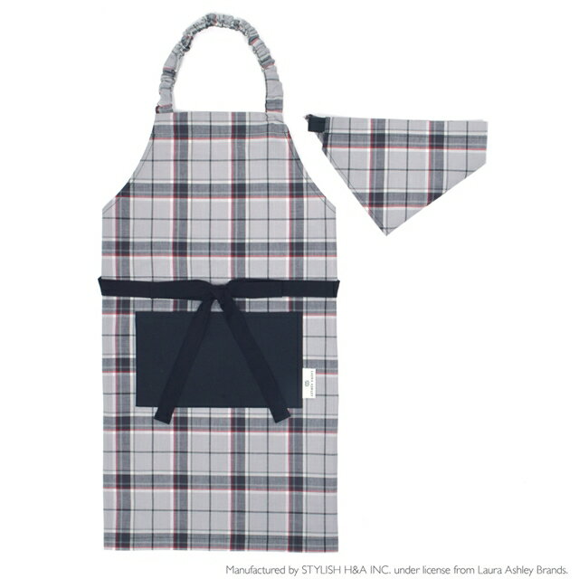 LAURA ASHLEY 子どもエプロン(130〜160cm) Highland check 子供用 子供 エプロン 三角巾 セット ゴム キッズエプロン 子供用 おしゃれ 幼児 小学生 かわいい 女の子のサムネイル