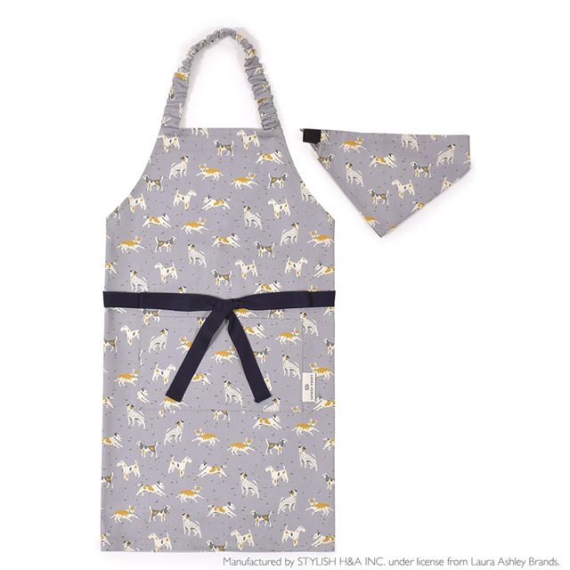 LAURA ASHLEY 子どもエプロン(130～160cm) DOGS 子供用 子供 エプロン 三角巾 セット ゴム キッズエプロン 子供用 おしゃれ 幼児 小学生 かわいい 男の子 小学校のサムネイル