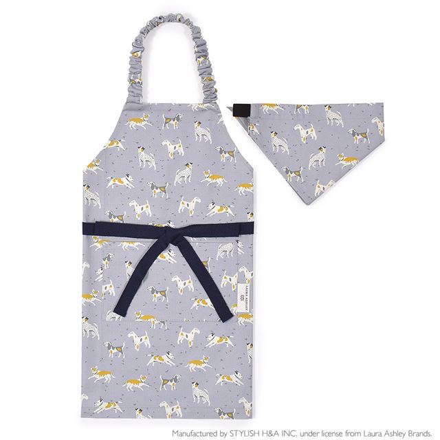 LAURA ASHLEY 子どもエプロン(100～120cm) DOGS 子供用 子供 エプロン 三角巾 セット ゴム キッズエプロン 子供用 おしゃれ 幼児 小学生 かわいい 男の子 小学校のサムネイル