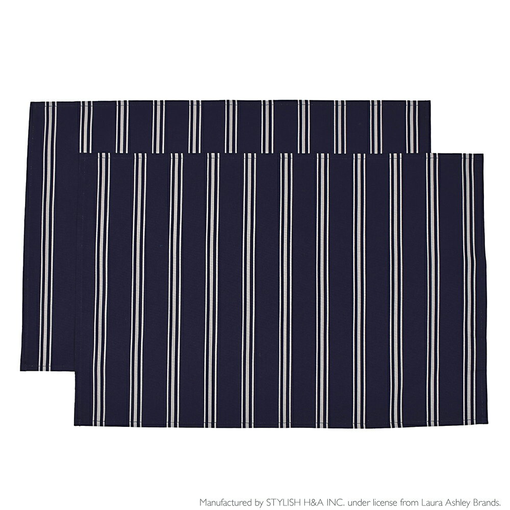 LAURA ASHLEY ランチョンマット(40cm×60cm) 2枚セット Farnworth Stripe 子供用 ナフキン 小学校 幼稚園 給食 ランチクロス テーブル クロス 給食 ランチマット 大きめ 大判 ラージ 小学生 小学校