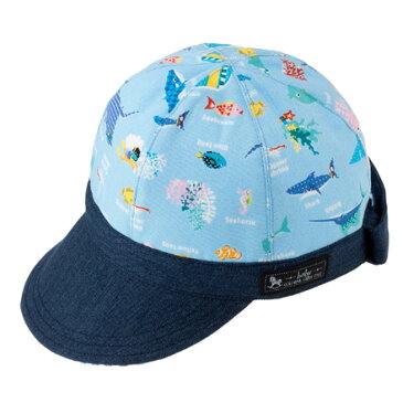 ベビー帽子　キャップ　海洋生物の楽園（ライトブルー）(赤ちゃん　ベビー　出産祝い男の子)