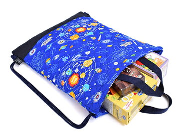 ナップサック 太陽系惑星とコスモプラネタリウム(ロイヤルブルー) (ナップサック おしゃれ キルティング リュック キッズ 体操着入れ 小学生 ナップ お着替え袋 サブバッグ 巾着 男の子 宇宙)