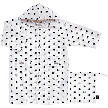 レインコート　decor PolkaDot（white） (レイングッズ 子供用レインウェア レインパーカー カッパ 雨具 林間学校 子ども 子供 キッズ ジュニア 幼児 小学生 幼稚園 女の子 入園 入学祝い)