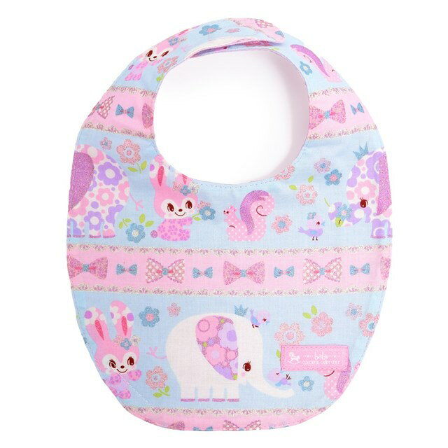 【ゆうパケット配送】 スタイ 丸型タイプ お花大好きプリティ動物フレンド ライトブルー ビブ よだれかけ 大きめ よだれカバー エプロン お食事 前掛け 赤ちゃん ベビー 出産祝い ギフト 女の子 小学校