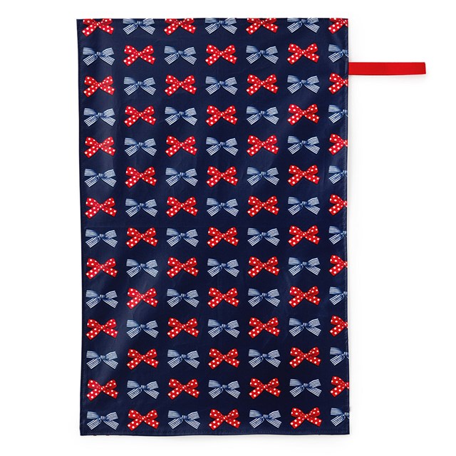 おむつ替えシート ポルカドットとストライプのフレンチリボン ネイビー オムツ交換シート 赤ちゃん ベ..