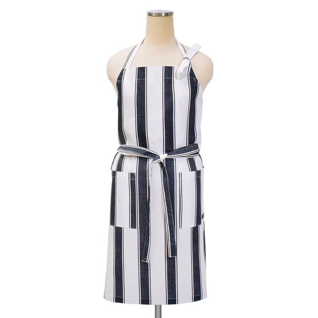 【15％OFF週末限定クーポン】【ゆうパケット配送】 エプロン フレンチシックストライプ ホワイト ストライプ おしゃれ かわいい ワンピース カフェ 首掛け 首かけ 洗える ミディアム丈 キッチン 大きめポケット 前結び 後ろ結び
