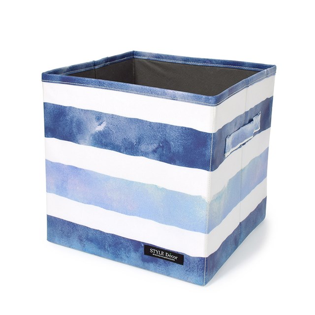 ファブリックボックス Sサイズ (26cm×26cm) ブルーホライズン ブルー ストライプ 収納ボックス おしゃれ オシャレ カラーボックス タオル 小物 収納 衣装ケース 寝室 リビング クローゼット 小物 物入れ 折りたたみ 衣類
