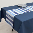 テーブルランナー テーブルセンター 30cm×210cm リバーシブルタイプ 綿100% ブルーホライズン ストライプ ブルー マリン 洗濯 織物 食卓 ギフト...