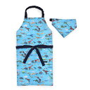 【18日限定5%OFF】【夏割限定プライス】子どもエプロン 130〜160cm 撥水 ノーアイロン 恐竜ワールド 子供用 子供 こども エプロン 三角巾 セット...