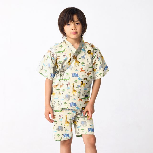 じんべい（男の子） じんべい(男の子) サバンナ生成 110～130cm ジュニア キッズ 子供 男の子 甚平 甚兵衛 ジンベイ ジンベエ じんべえ 綿100% 小学生 男子 夏向き 夏祭り 部屋着 花火大会 納涼祭 イベント 110cm 120cm 130cm