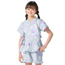 甚平 女の子 スイートピー グレー 110-150cm ジュニア キッズ 子供 甚兵衛 ジンベイ ジンベエ じんべえ 綿100% 小学生 女子 夏向き 夏祭り 部屋着 花火大会 納涼祭 イベント 110cm 120cm 130cm 140cm 150cm