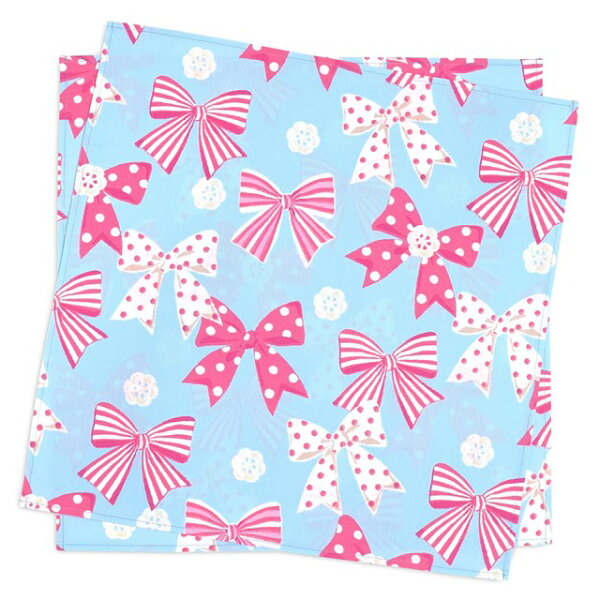 ランチクロス・給食ナフキン(45cm×45cm)2枚セットアクアに揺れる大きなリボンコレクション子供用ナフキン小学校ランチョンマ