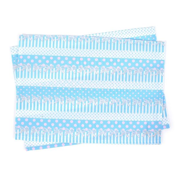 【 MAX12％OFF 早割 】ランチョンマット 25cm×35cm 撥水ノーアイロン 2枚セット ポルカドットとレースリボンに魅せられて ライトブルー 子供用 ナフキン 幼稚園 ランチクロス テーブル クロス 給食 ランチマット 入園準備 小学生 小学校のサムネイル