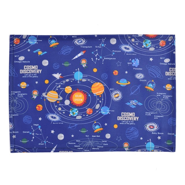 ラミネートランチョンマット太陽系惑星とコスモプラネタリウム(スケアー地・ロイヤルブルー)(ビニールランチョンマットラミネート子供幼稚園給食ナフキン小学校男の子宇宙)