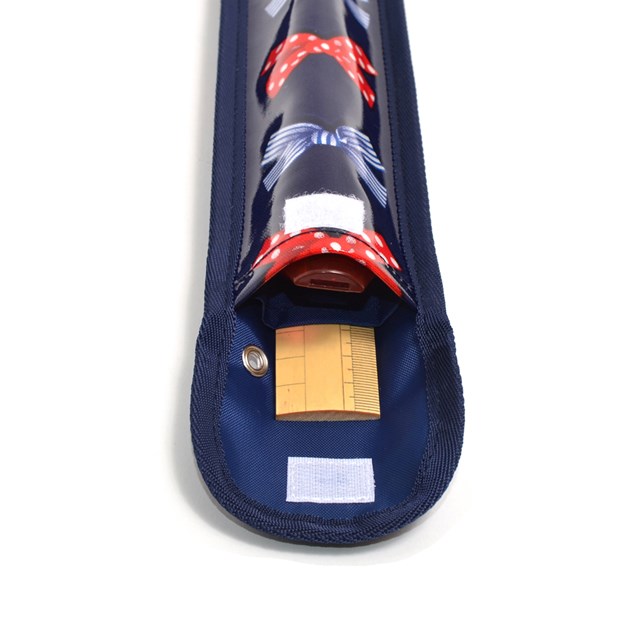 リコーダーケース ポルカドットとストライプのフレンチリボン (ネイビー) 子供用 定規ケース ランドセル リコーダー ケース かわいい 30cm ものさしケース ものさし入れ リコーダー袋 定規入れ 笛 ケース 定規 縦 笛 袋