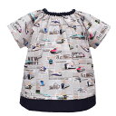 半袖スモック 新幹線と鉄道ワールド グレー 子供用 半袖 スモック 幼稚園 エプロン 小学生 用 子供 書道 美術 おしゃれ 小学校