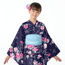 【浴衣セット スイートピー 紺】 浴衣 セパレート 子供 女の子 キッズ ワンピース セット 2way 110-140cm 子ども ジュニア 甚平 綿100% 小学生 女子 幼稚園 保育園 小学校 夏向き 夏祭り 部屋着 花火大会 納涼祭 イベント