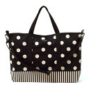 decor PolkaDot レッスンバッグ マチ付き polka dot large(twill black)×narrow stripe(twill black) 子供用 手提げバッグ お稽古バッグ 絵本袋 通学 入園グッズ 子供 ピアノ おけいこバッグ ショルダー 手さげ 男の子 女の子 小学校