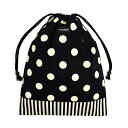 【ゆうパケット配送】decor PolkaDot 巾着 大 体操服袋 polka dot large(twill black)xnarrow stripe(twill black) 子供用 大 体操服袋 体操服入れ 体操着入れ 体操着袋 巾着袋 大 お着替え袋 小学生 幼稚園 保育園 小学校