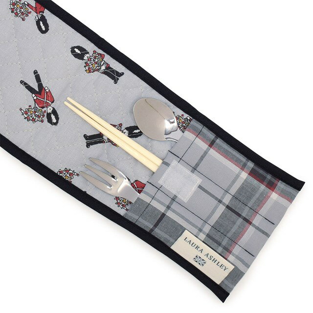 LAURAASHLEYカトラリーケースHighlandcheck子供用幼稚園保育園幼稚園子供スプーンフォークケース入園布