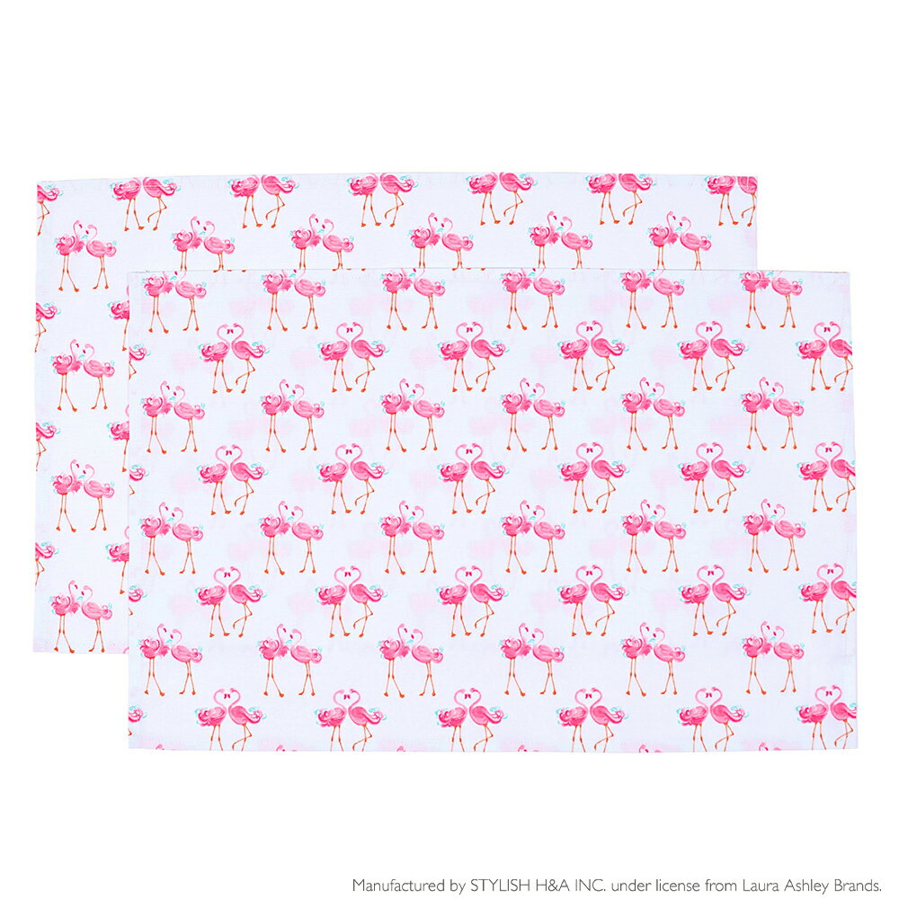 LAURA ASHLEY ޥå(40cm60cm) 2祻å Pretty Flamingo Ҷ ʥե ع ձ 뿩  ơ֥  뿩 ޥå 礭 Ƚ 顼  ع